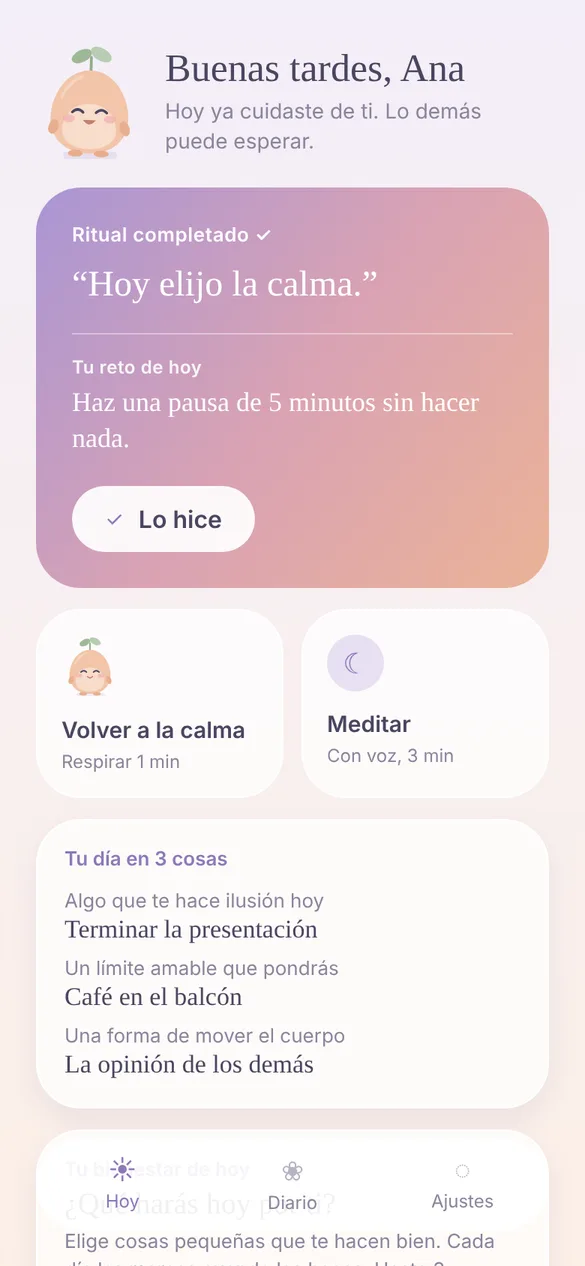 Pantalla de inicio de Soé